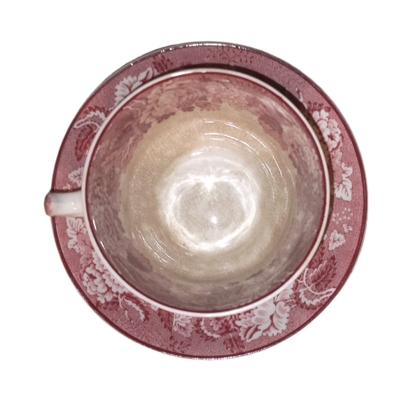 Enoch Woods English Scenery Pink Woods Ware By Woods & Sons Teacup & Saucer - Picture 2 of 7